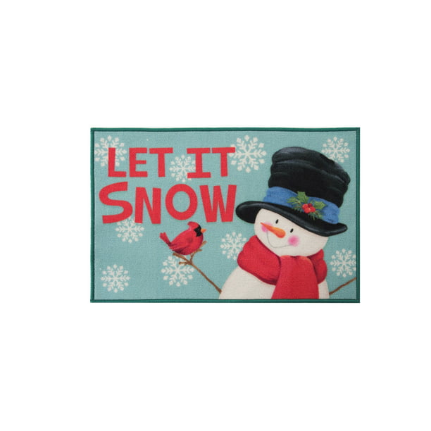 Christmas Doormat "Let It Snow" RV Camper Floor Mat Lights Red Truck Carpet 